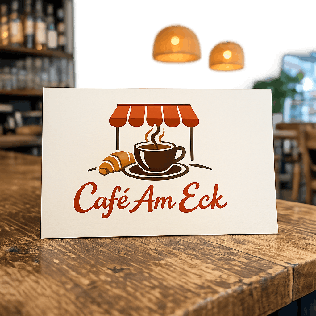 Café-Interieur mit warmem Licht und Holztischen
